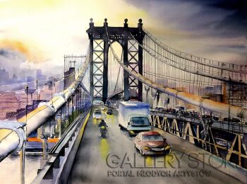 Tomasz Olszewski-The Manhattan Bridge-Akwarela