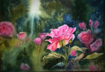 Wioletta Ustyjańczuk-Ogród pełen róż-Akwarela
