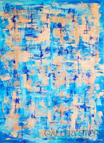 Żaneta Szpakowska-Beżowo niebieska abstrakcja-Akryl