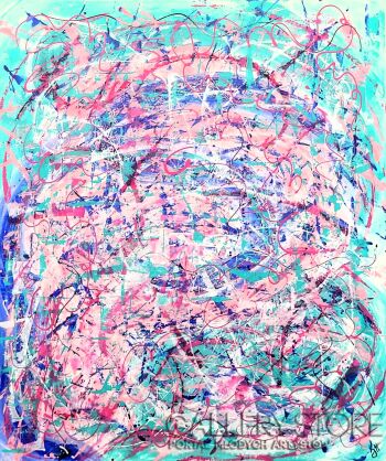 Żaneta Szpakowska-Różowo niebieska abstrakcja-Akryl