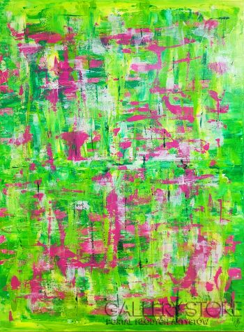 Różowo zielona abstrakcja