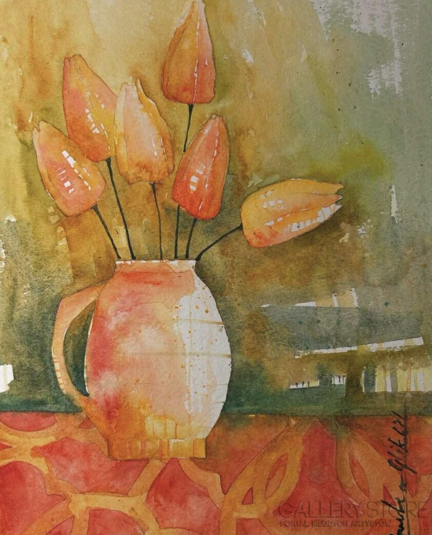 Klaudia Pawelec-Gliklich-Kwiaty z ażurem -Malarstwo