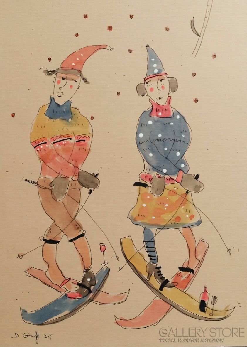 Dariusz Grajek-Zakochani narciarze...-Malarstwo