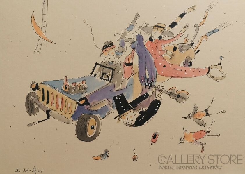 Dariusz Grajek-Szalony automobil...-Malarstwo