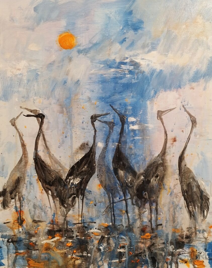 Dariusz Grajek-Słońce i ptaki....-Malarstwo