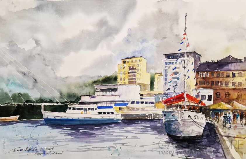 Tomasz Olszewski-Port w Tampere-Akwarela