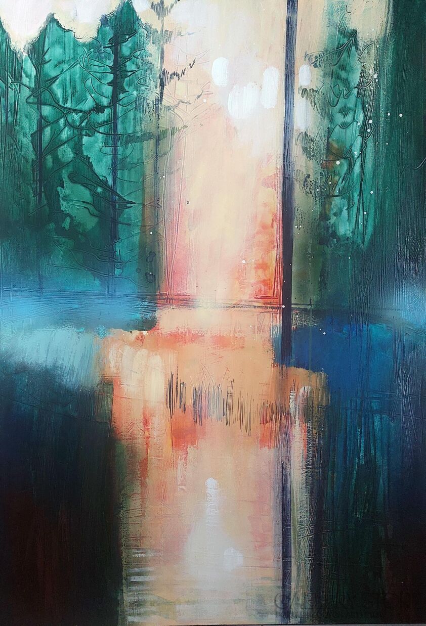 Barbara Zabłocka-za drzewami 1-Malarstwo