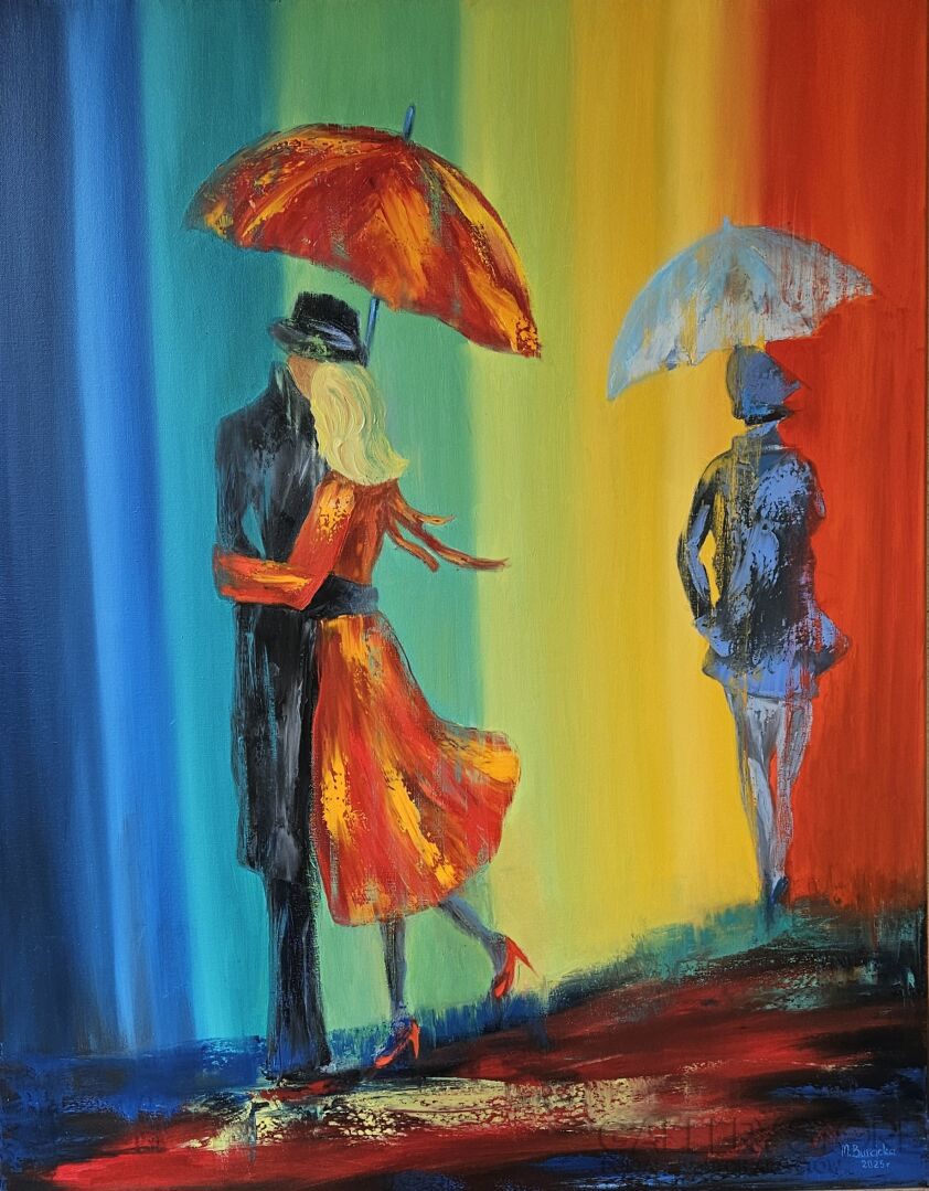 Małgorzata Burcicka-Kozieł-Tęcza i czerwony parasol-Malarstwo