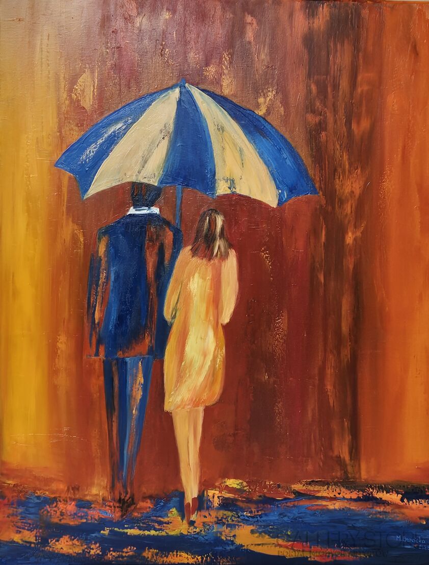 Małgorzata Burcicka-Kozieł-Miłość w kroplach deszczu-Malarstwo