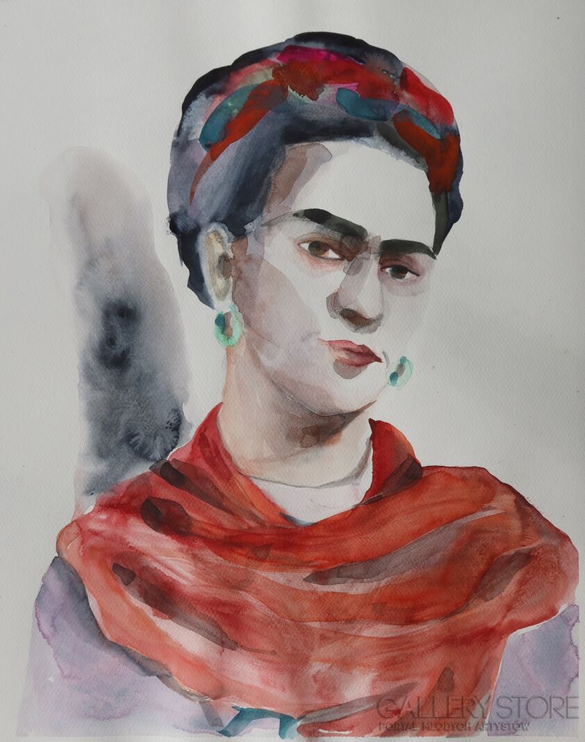 Paweł Dąbrowski-Frida po domowemu-Akwarela