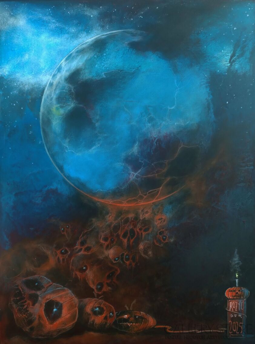 Dariusz Franciszek Różyc-''HALLOWEEN MOON part III'' cykl ''Nie tak odległe..''-Malarstwo