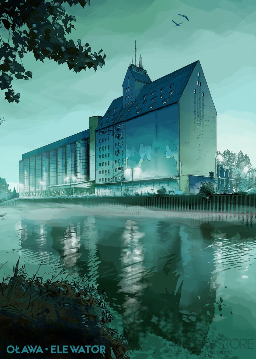 Jan Jerzmański-Oława elewator-Grafiki i plakaty