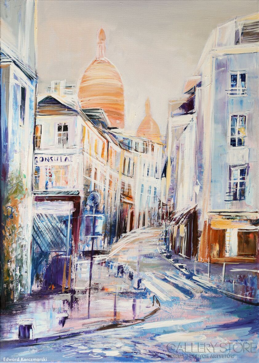 Edward Karczmarski-Widok na Montmartre w Paryżu XXV-Olej