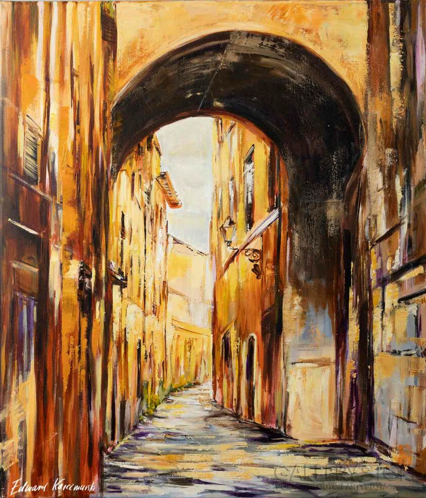 Edward Karczmarski-Rzym VII Malownicza uliczka-Malarstwo