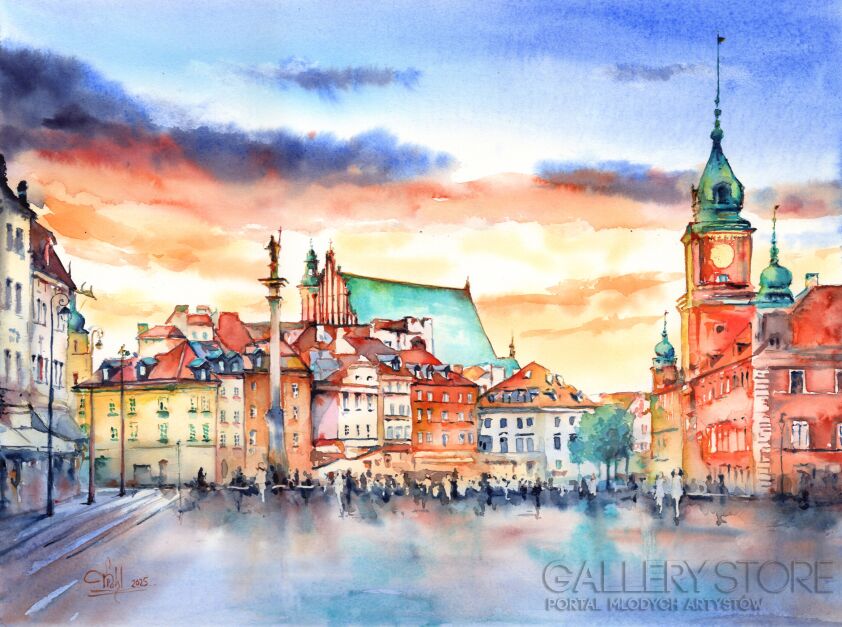 Klaudiusz Pohl-Warszawa Stare Miasto-Akwarela