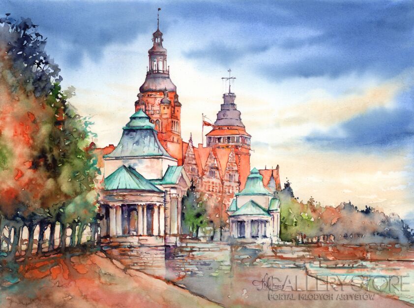 Klaudiusz Pohl-Wały Chrobrego. Szczecin-Akwarela