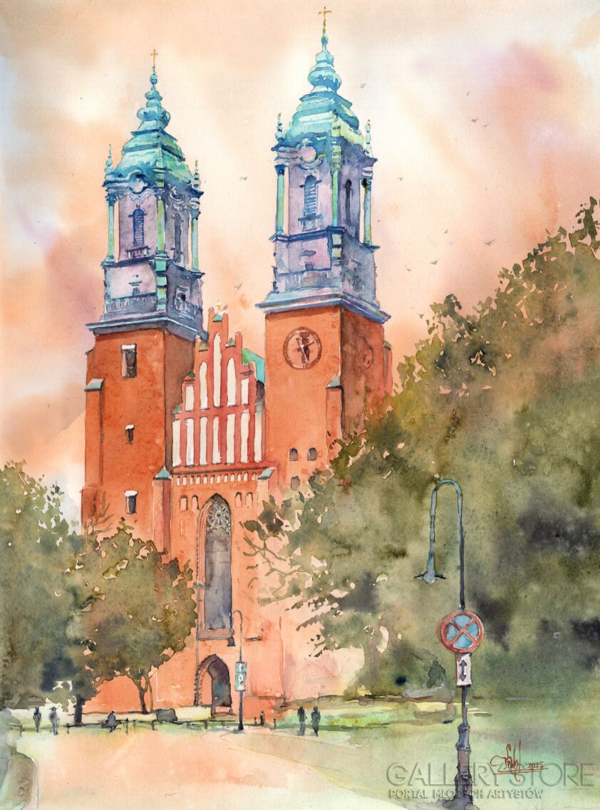 Klaudiusz Pohl-Archkatedra Poznań-Akwarela