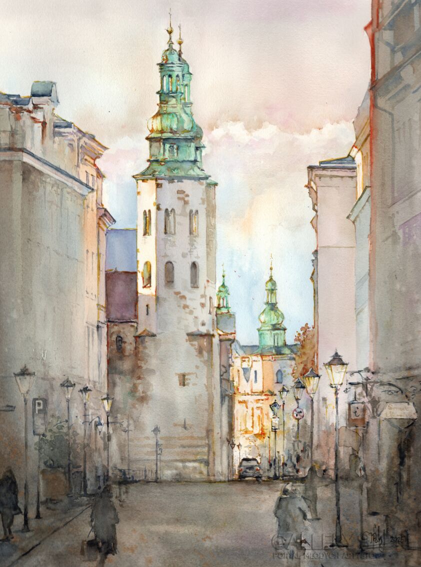 Klaudiusz Pohl-Kraków ul.Grodzka o poranku-Malarstwo