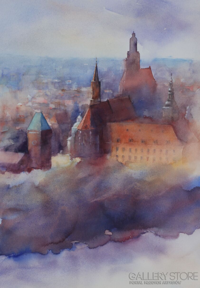 Witold Zieliński-WROCŁAW Z GÓRY II-Akwarela