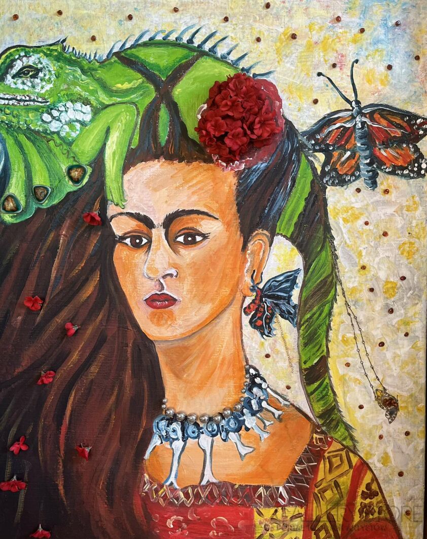 Iwona Molecka-Frida with Iguana-Akryl