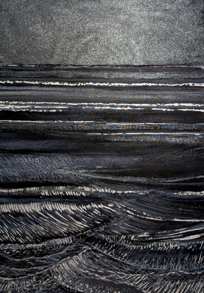 Iwona Greczka-"Nokturn w granatach i srebrze"-Malarstwo