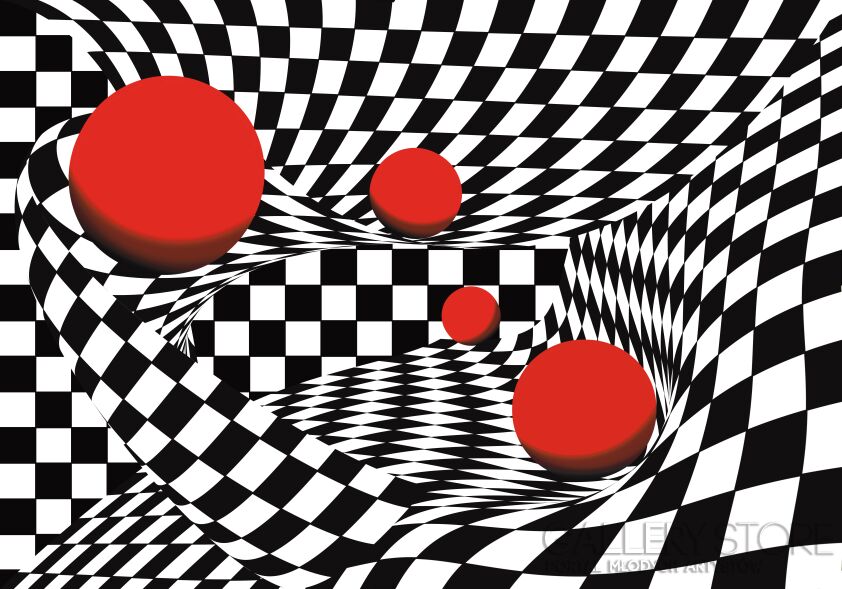 Kattie Daniel-OPTICAL ART WITH RED BALL 001-Grafika