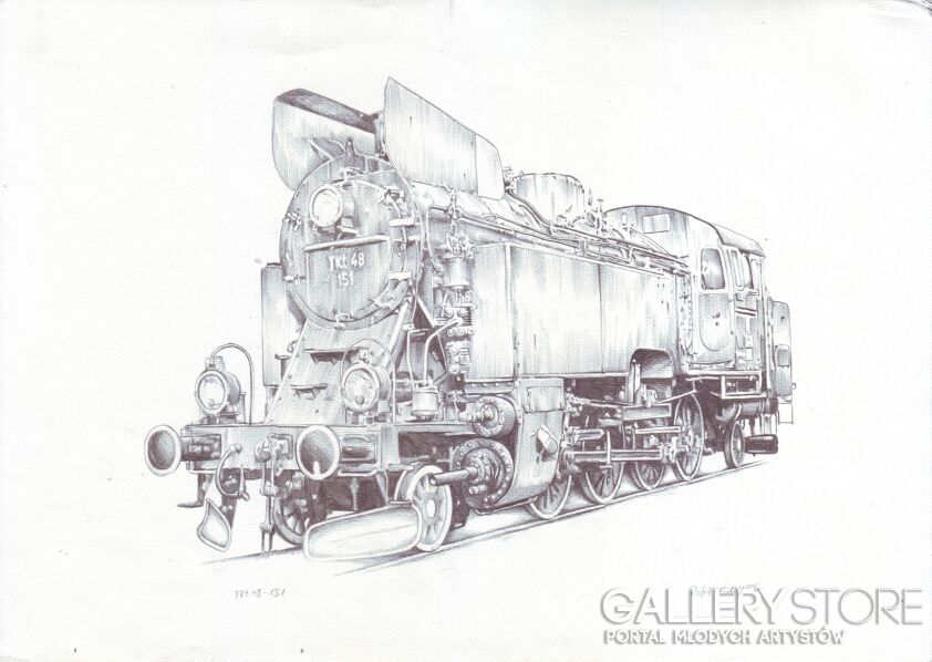 Rafał Kulik-Parowóz TKt-48-151 (mały defekt)-Rysunek