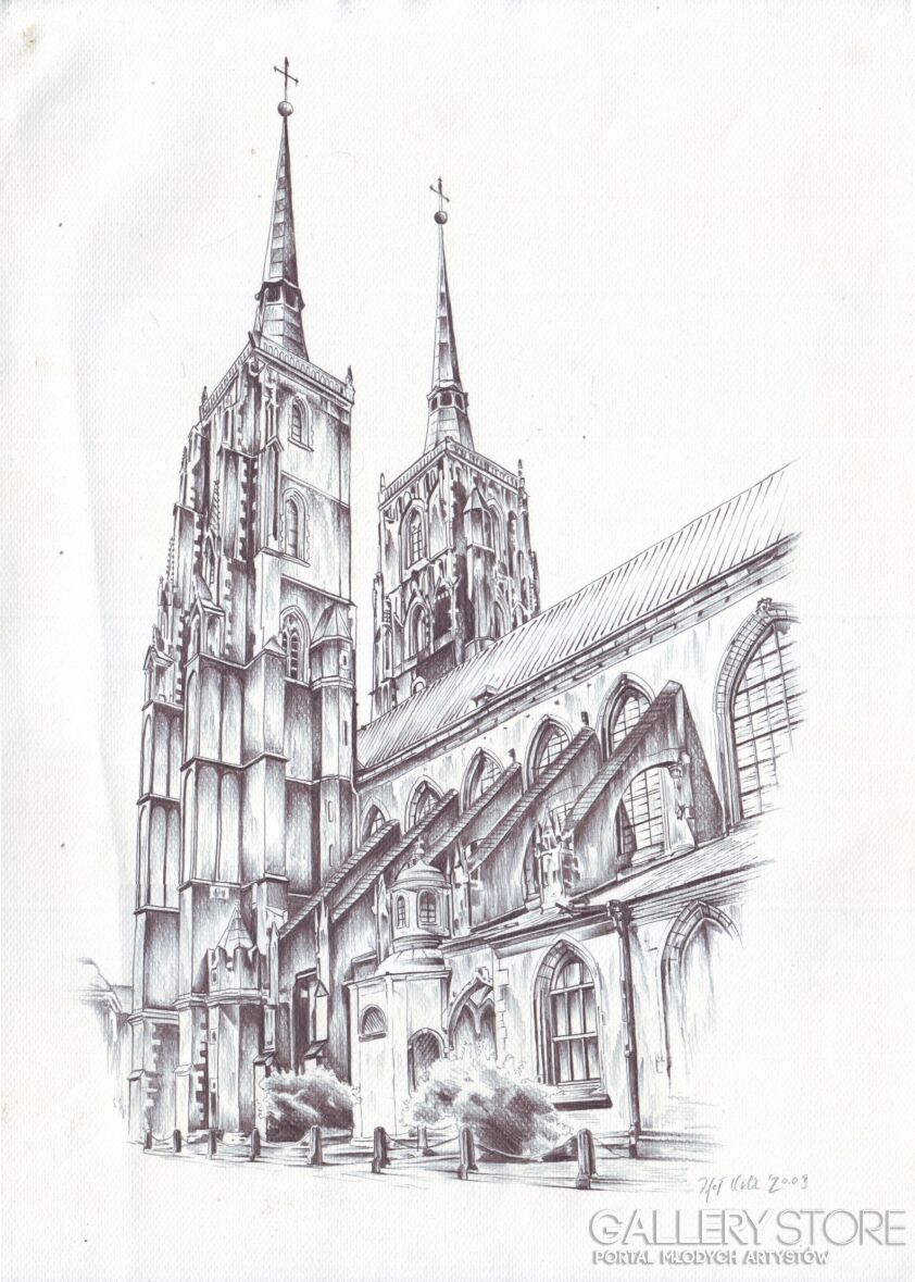 Rafał Kulik-Wrocław, Katedra, studium detalu (mały defekt)-Rysunek