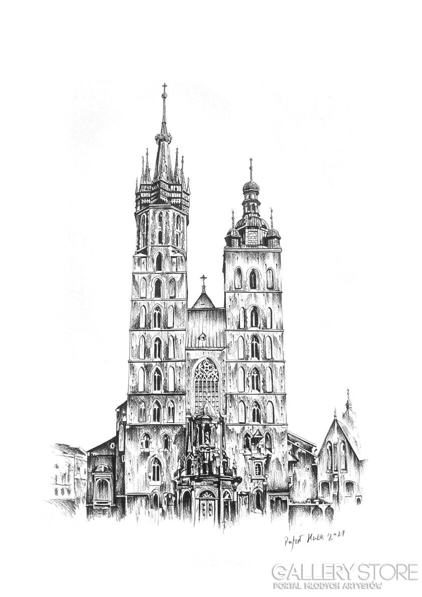 Rafał Kulik-Kraków, kościół Mariacki, studium detalu - 2-Rysunek