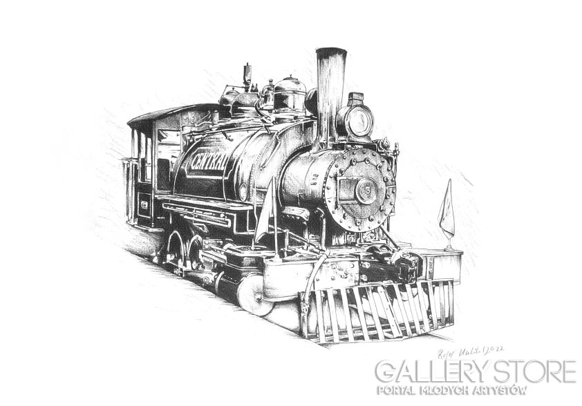 Rafał Kulik-AMerykański parowóz, studium detalu-Rysunek
