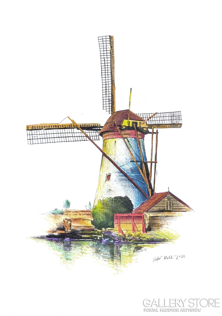 Rafał Kulik-Holenderski wiatrak w kolorze - studium detalu-Rysunek