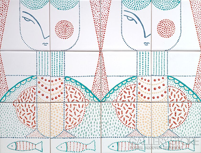 Marcin Waśka-Obraz ceramiczny- Portugalskie poławiaczki ryb-Malarstwo