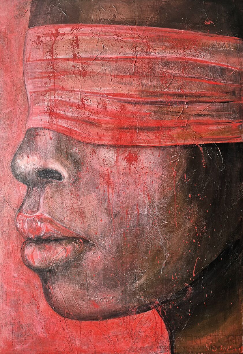 Natalia Smolin-Portret z zasłoniętymi oczami-Akryl