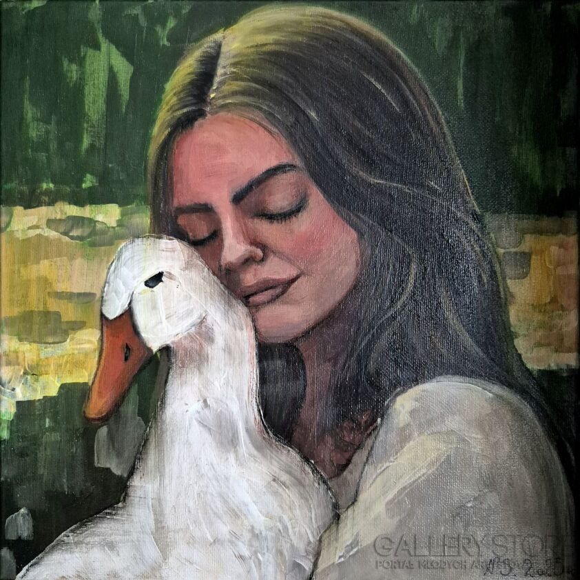 Natalia Smolin-Portret z kaczką-Malarstwo