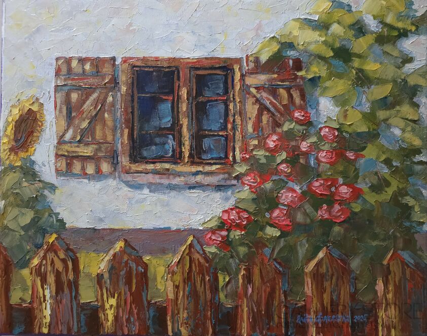 Anita Domeracka-Różanecznik i słonecznik-Malarstwo