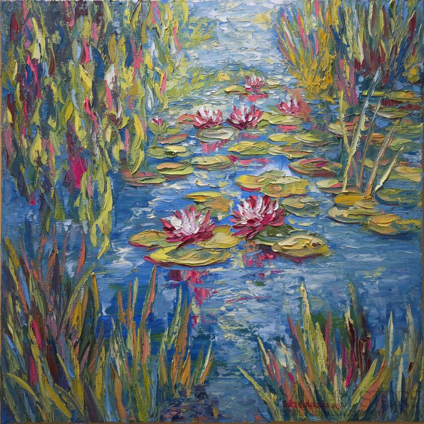 Anita Domeracka-Malinowe nenufary-Malarstwo