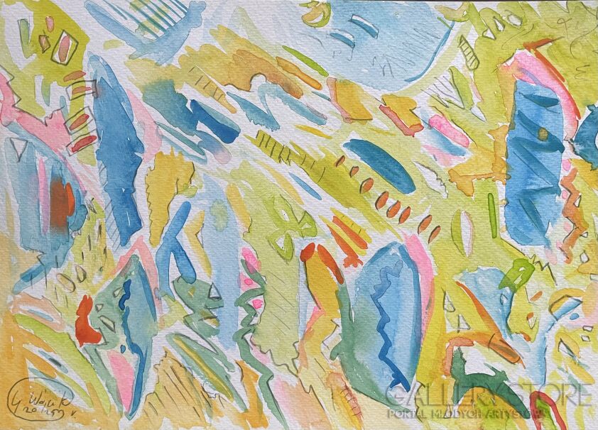 Grzegorz Wójcik-Abstrakt akwarelą N05-Malarstwo