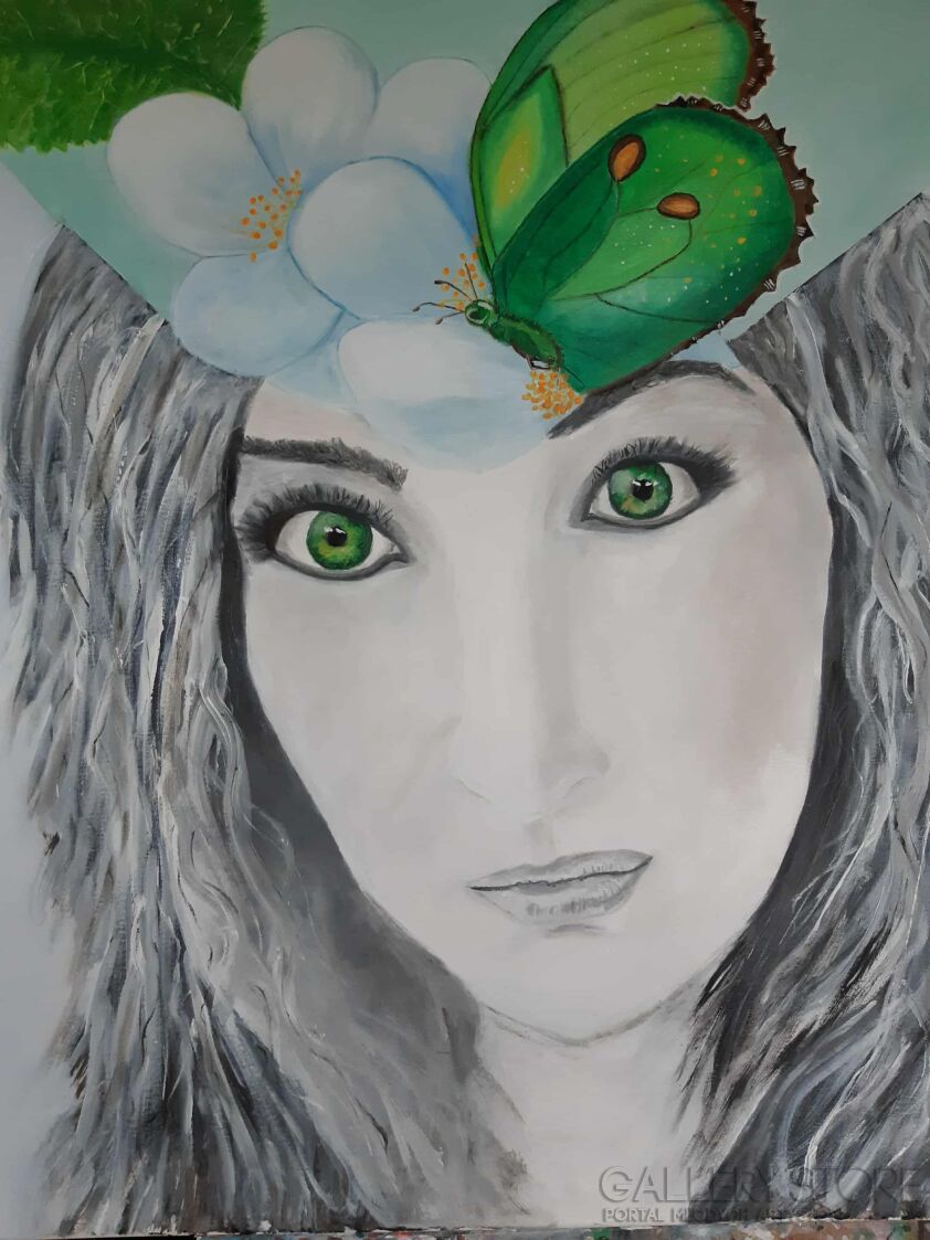 Grażyna  Pindelska Jarosz-Oczy zielone-Malarstwo