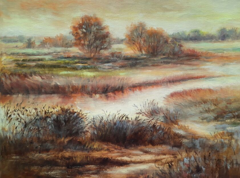 Barbara Trzeciak-Jesienny spacer nad Narwią-Malarstwo