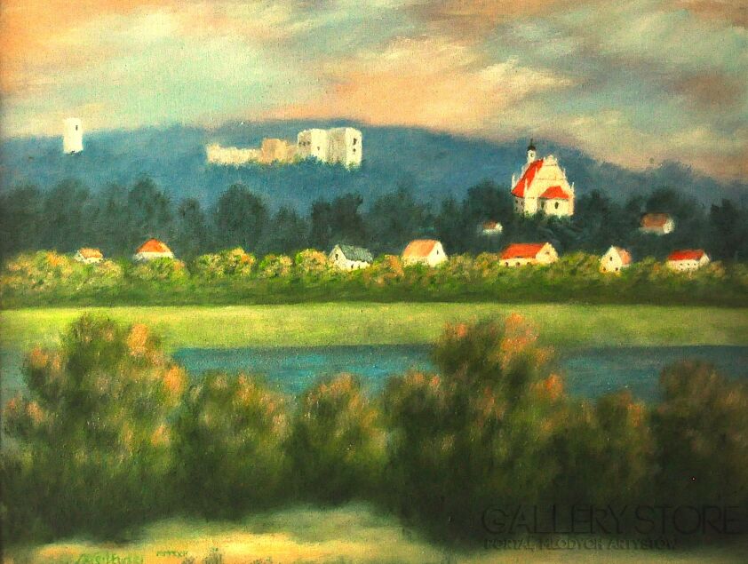 Mariusz Stanisław Wasilewski-Dwa brzegi w Kzimierzu Dln.-Malarstwo