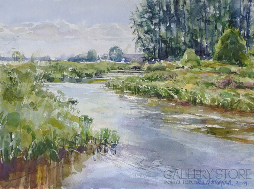 Paweł Karpiuk-"Rzeka Narew" -Akwarela