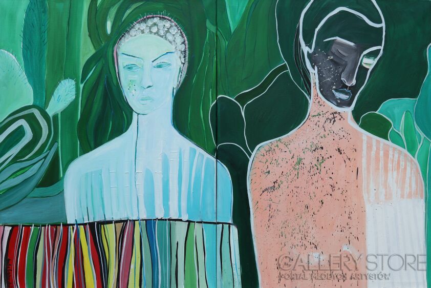 Aneta Lachendro-„Tempatation II” , dyptyk-Malarstwo