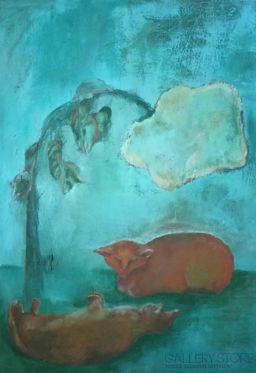 Marzena Miszczuk-Głowacka-Koty z hortensją-Malarstwo