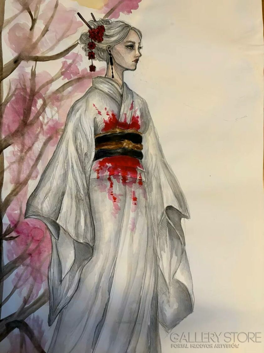 Yahor Astrouski-Kwiat Sakura-Rysunek