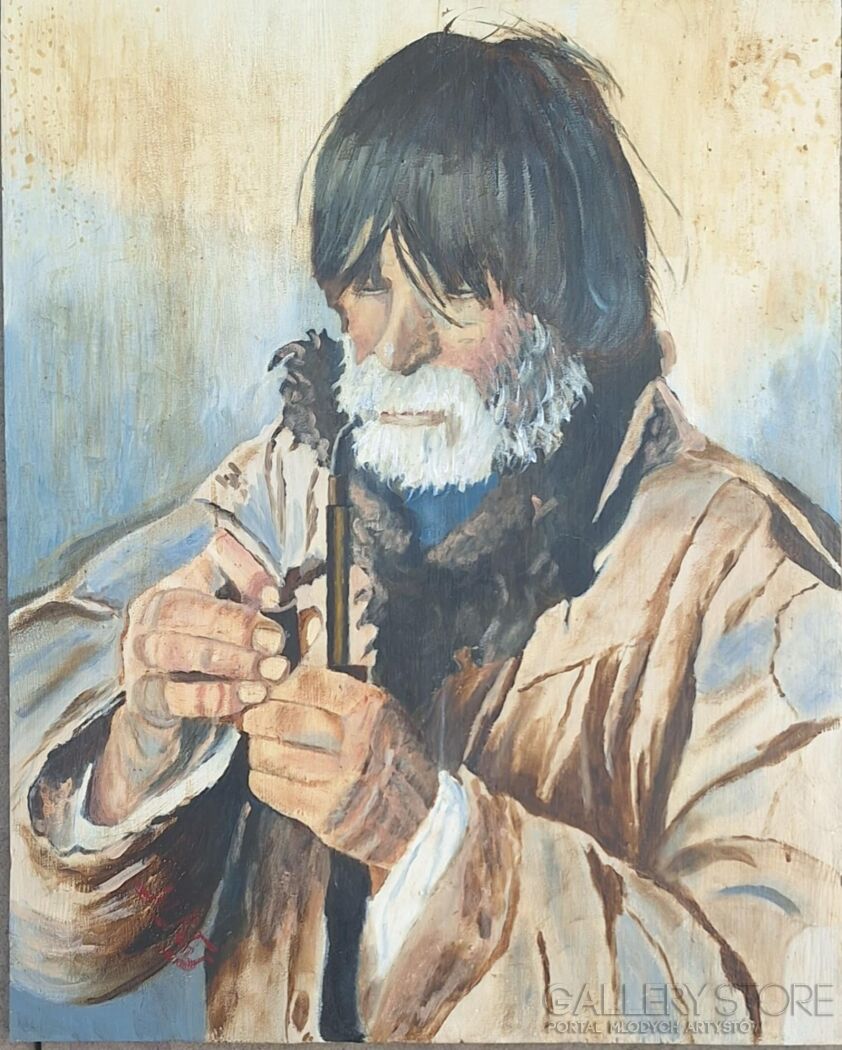 Jan Latocha-Mężczyzna z fajką kopia-Malarstwo