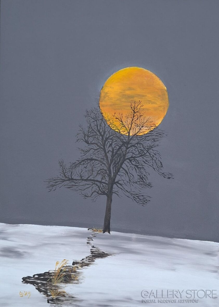 Jan Latocha-Grudniowy księżyc-Malarstwo