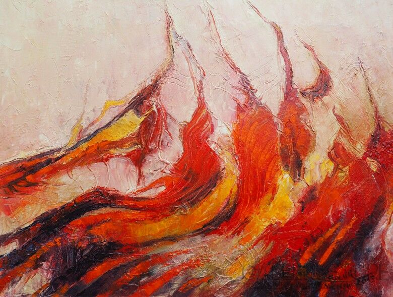 Roman Lewandowski-Czerwone fale-Malarstwo