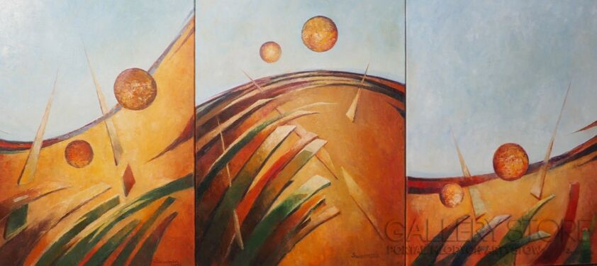 Roman Lewandowski-Dwa słońca - tryptyk-Malarstwo