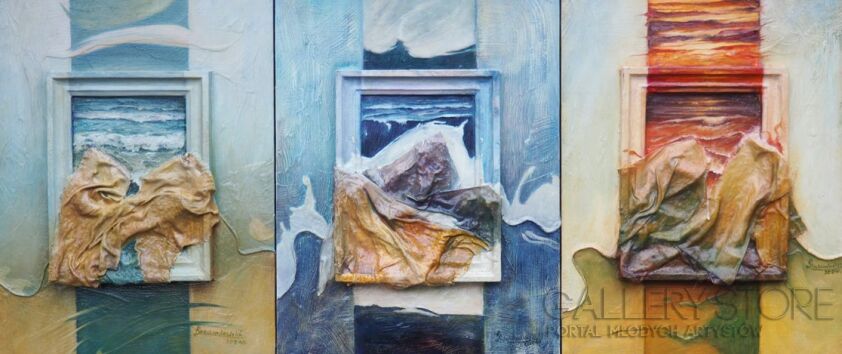 Roman Lewandowski-Opowieść o morzu-tryptyk-Malarstwo