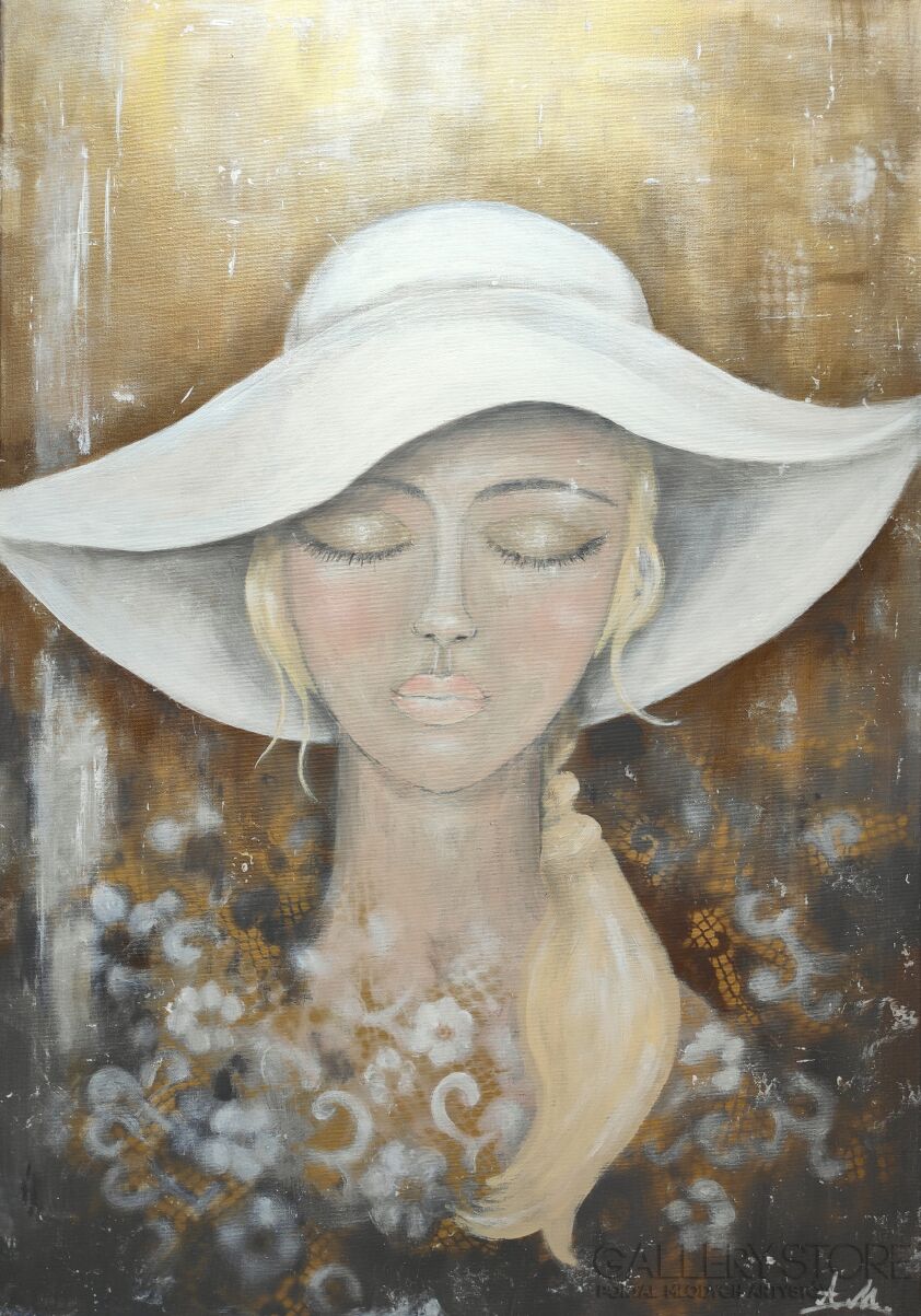 Aleksandra  Michalik-Dziewczyna w białym kapeluszu-Akryl